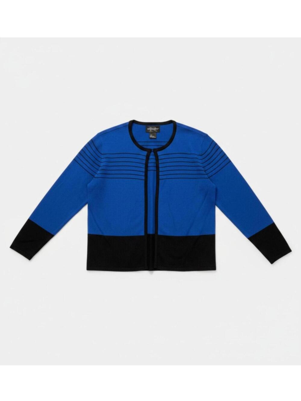 Requirements Blue Knit Cardigan Preppy Office Chic Minimalist Workwear Small